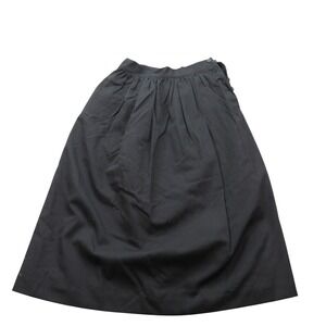 DOMINO Black 100% Pure Wool Pleated‎ Midi Skirt Women Size 8